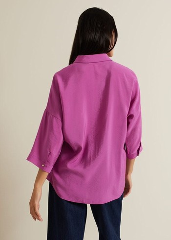 Phase Eight Cynthia Pleat Zip Front T Shirts Pink Canada | EIOBUH-287